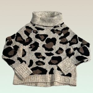 RD Style Leopard Print Cowl Neck Sweater in Black and Brown